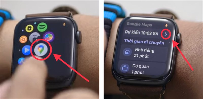 Chỉ dẫn đường đi trên Google Maps Apple Watch