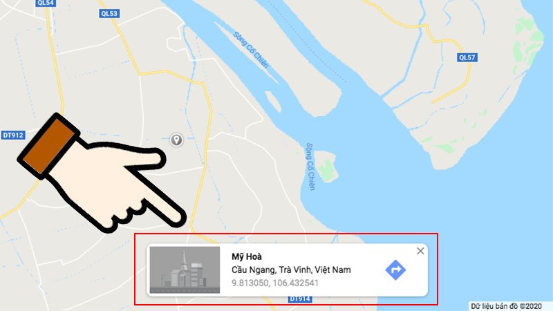 Chọn vào một vị trí bất kỳ trên bản đồ > Bạn sẽ thấy tọa độ GPS hiển thị ở cuối màn hình