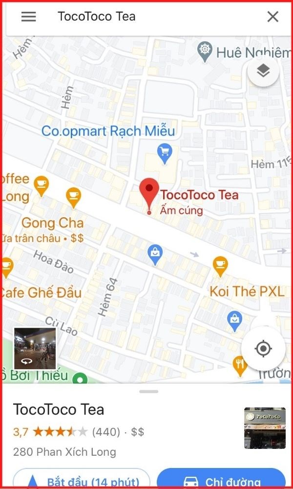 Ảnh chụp màn hình ứng dụng Google Maps trên điện thoại, minh họa cách tìm kiếm địa điểm trên thanh công cụ