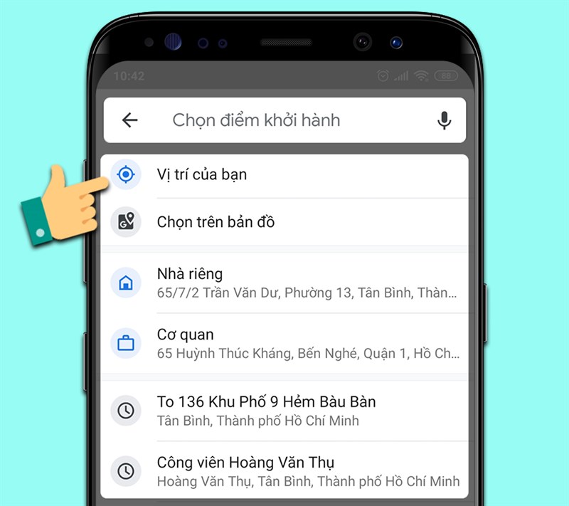 Giao diện chọn điểm khởi hành trên Google Maps, cho phép bạn tùy chỉnh điểm bắt đầu của hành trình. Alt: Chọn điểm khởi hành phù hợp để Google Maps tính toán lộ trình chính xác nhất.