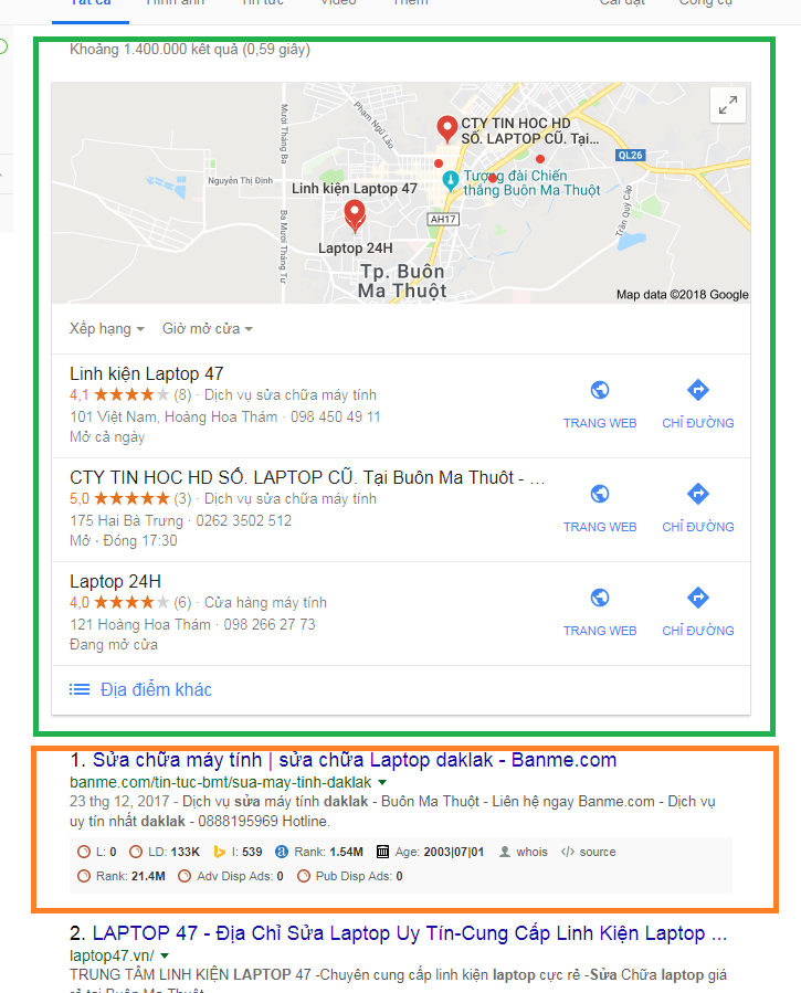 Hiển thị địa điểm trên Google Maps sau khi SEO.