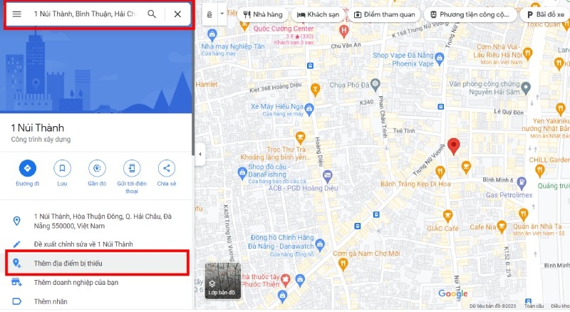 Tìm kiếm địa chỉ doanh nghiệp trên Google Maps