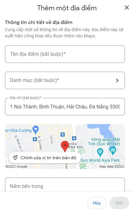 Nhập thông tin chi tiết về doanh nghiệp