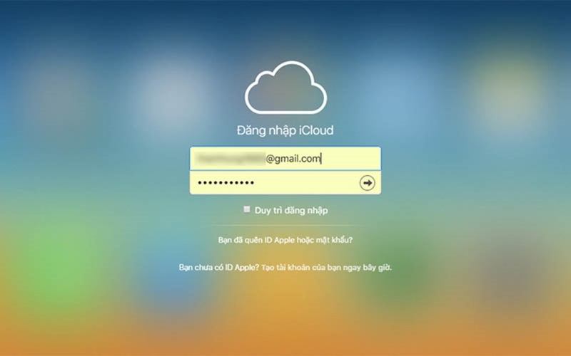 Đăng nhập vào tài khoản iCloud