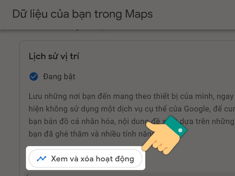 Nhấn vào Xem và xóa hoạt động