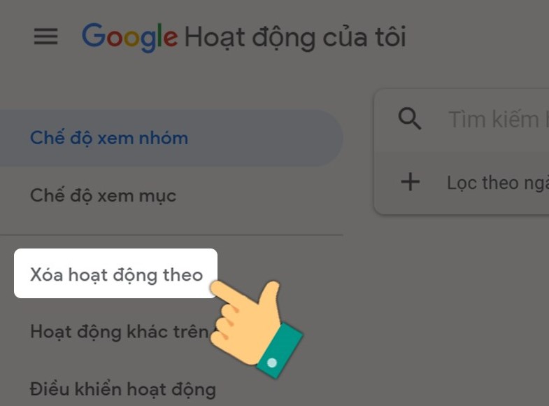 Chọn Xoá hoạt động theo