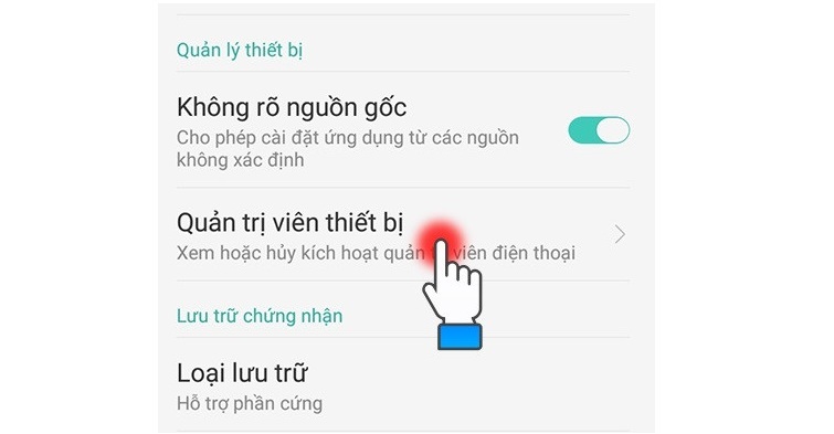 Chọn quản trị viên thiết bị