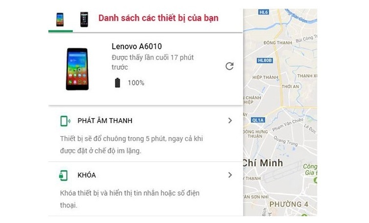 Chọn thiết bị cần định vị