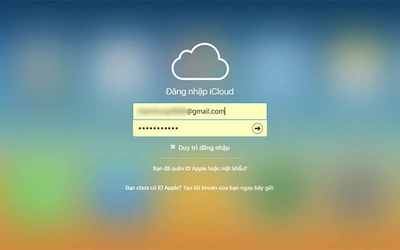 Đăng nhập tài khoản iCloud