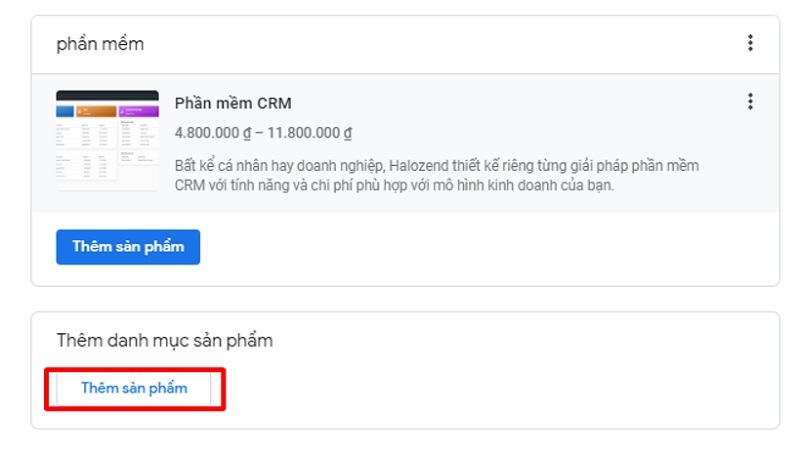 Thêm danh mục sản phẩm trên Google Doanh nghiệp