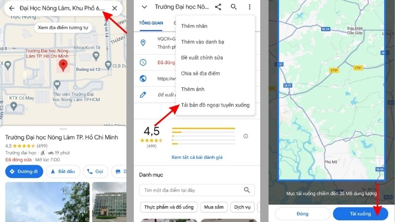 Tải bản đồ offline trên Google Maps để sử dụng khi không có kết nối internet