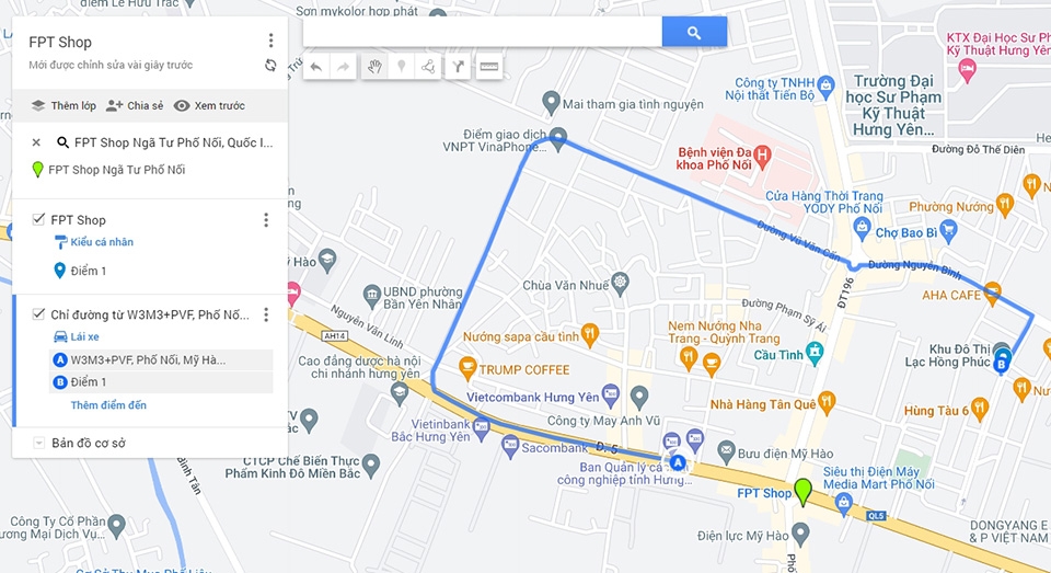 Tạo tuyến đường tùy chỉnh trên Google Maps