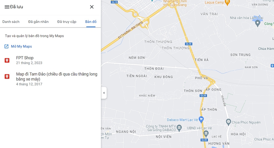 Truy cập Google My Maps trên trình duyệt điện thoại