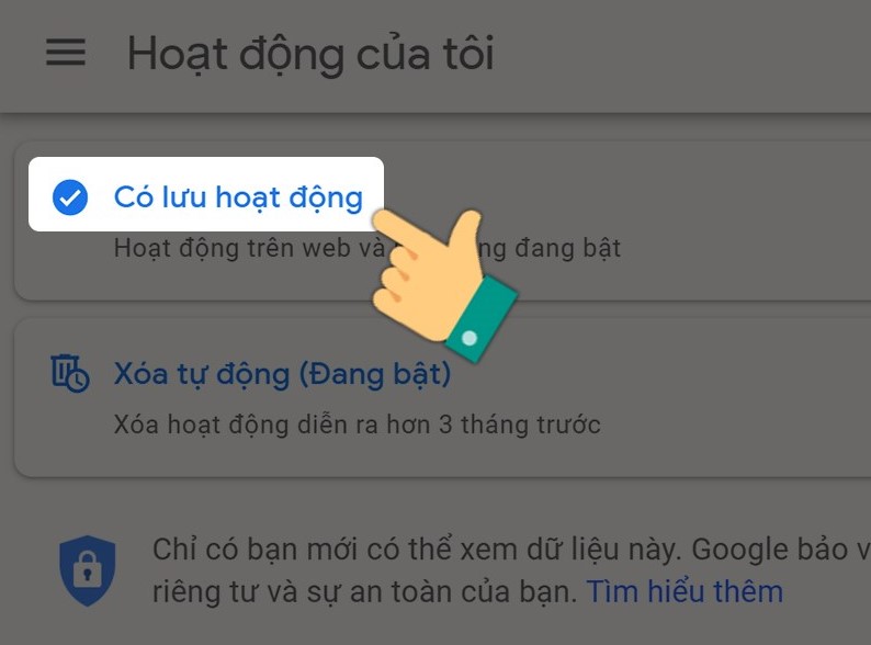 Chọn mục có lưu hoạt động